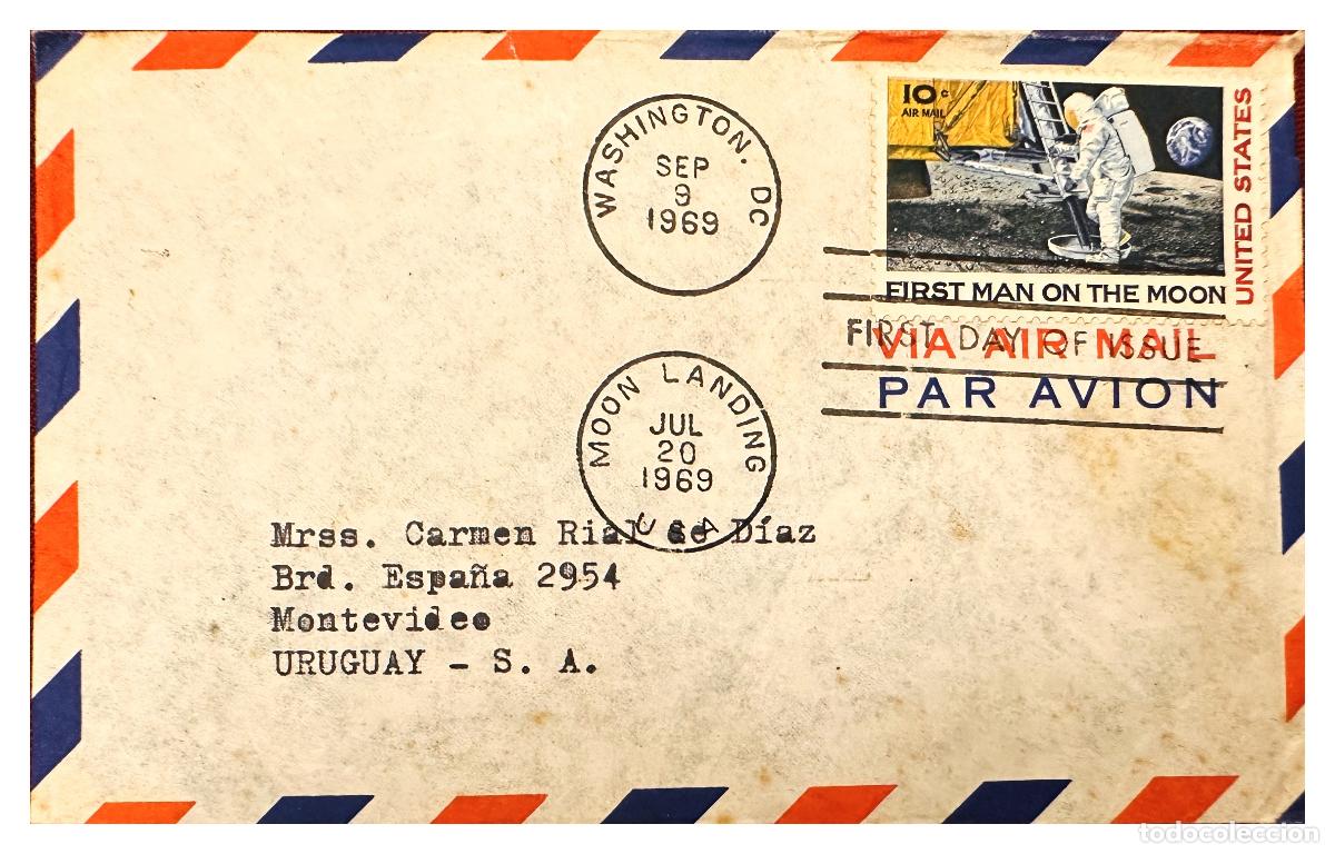 Timbres: CMI) 1969. USA. ASTRONAUT LANDING ON THE MOON SCENE SHIPPED TO URUGUAY XF