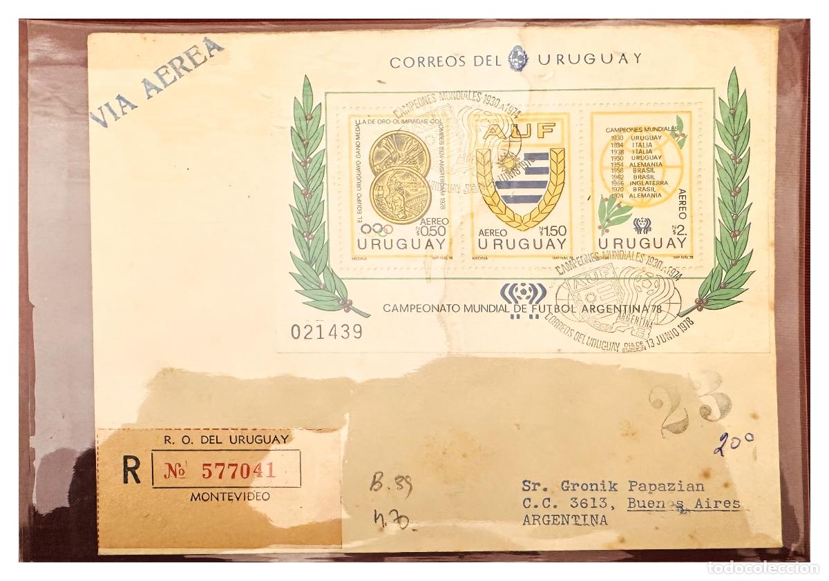 Briefmarken: CMI) 1978. URUGUAY. FOOTBALL CHAMPIONS SOUVENIR SHEET SHIPPED TO ARGENTINA XF