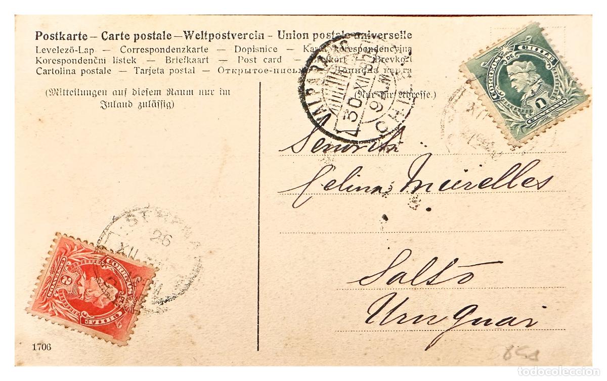 Briefmarken: CMI) 1922. URUGUAY. POSTCARD. JOAQUIN SUAREZ PORTRAITS ISSUE DOMESTIC MAIL XF