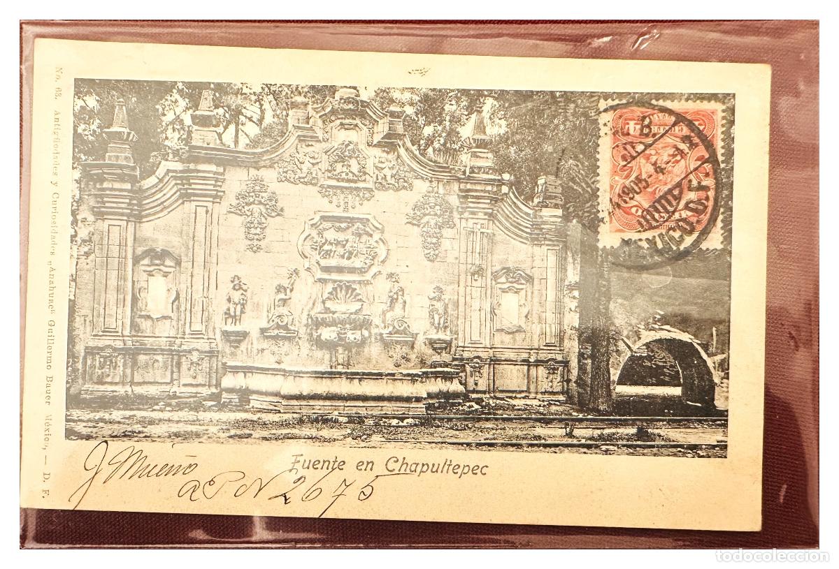 Briefmarken: CMI) 1905 MEXICO POSTCARD FUENTE EN CHAPULTEPEC SCENE ILLUSTRATION DOMESTIC XF