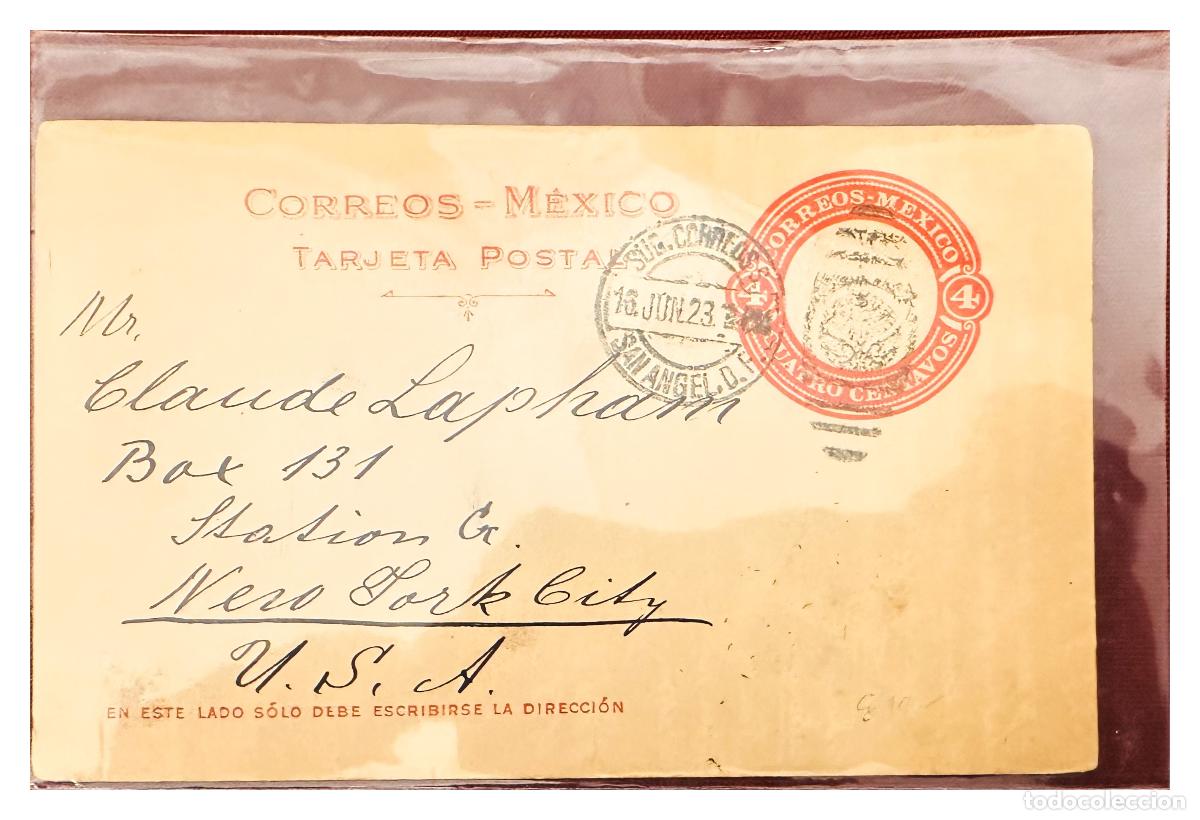 Briefmarken: CMI) 1923. MEXICO. POSTCARD. PREPRINTED EAGLE EMBLEM SHIPPED TO THE USA XF