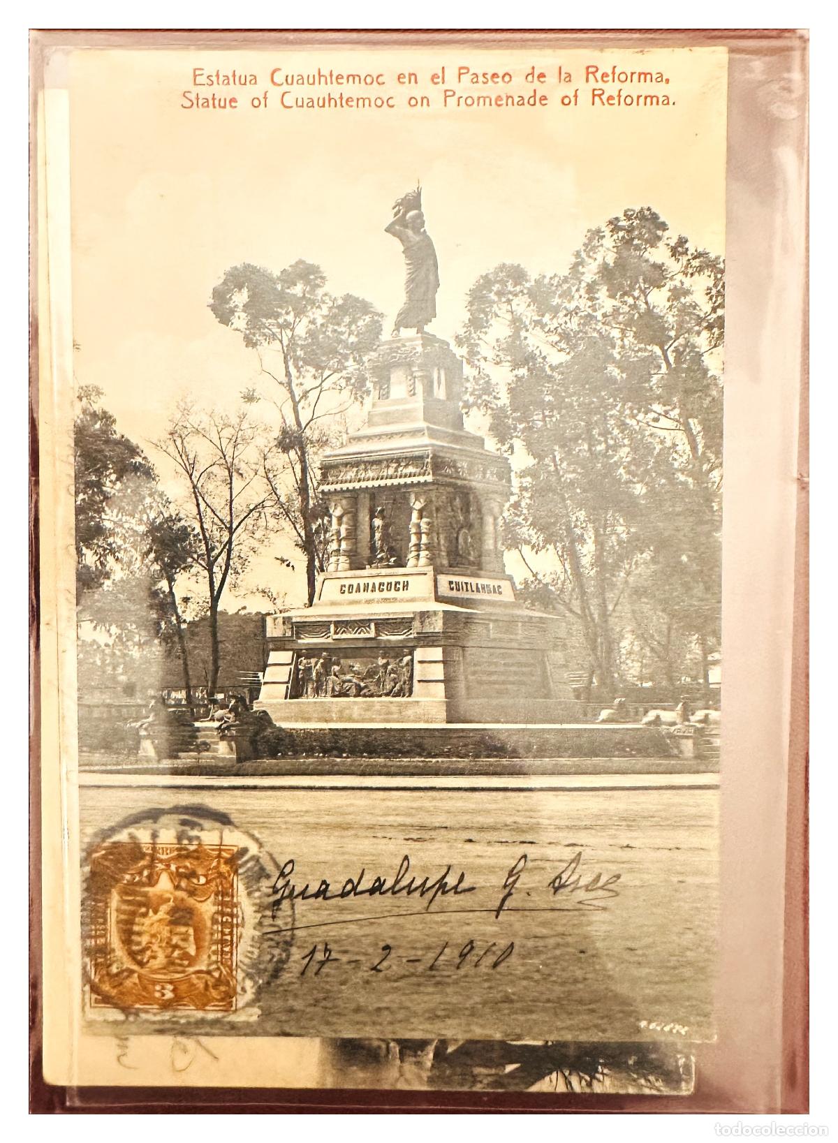 Briefmarken: CMI) 1910. MEXICO. POSTCARD. CUAUHTEMOC STATUE SCENE ILLUSTRATION DOMESTIC XF