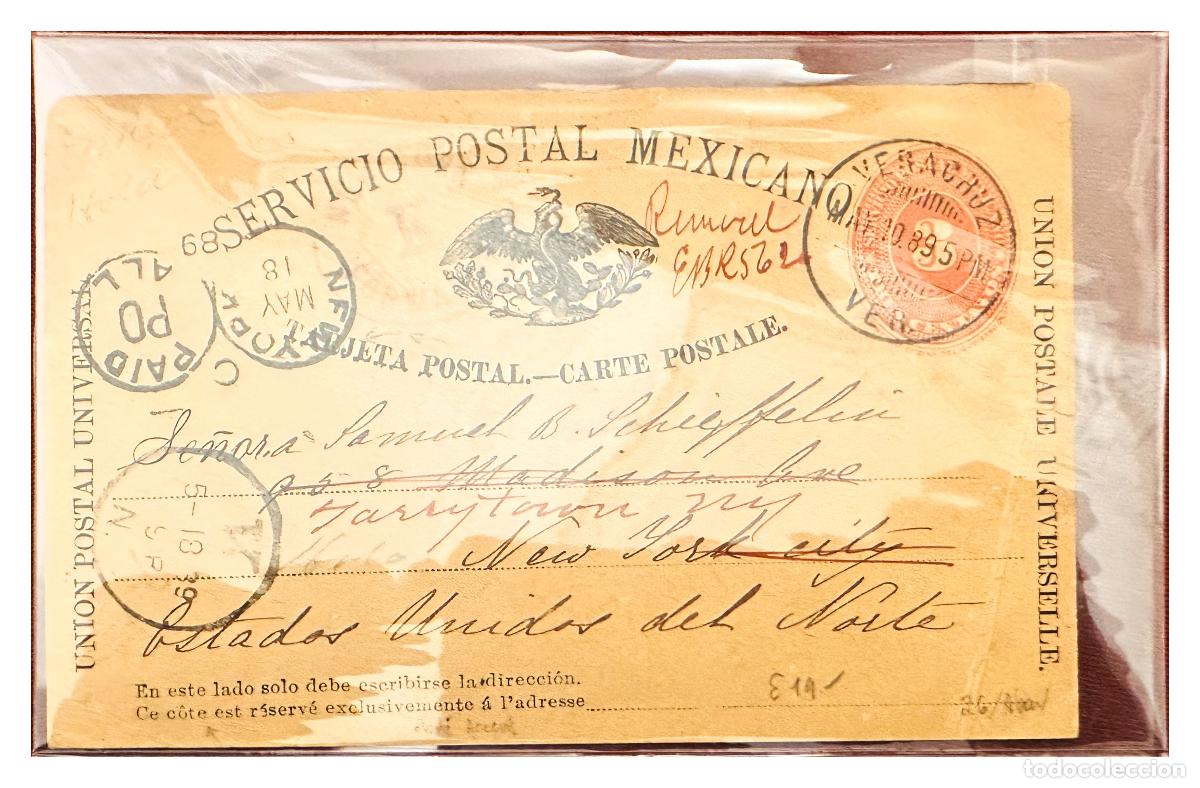 Briefmarken: CMI) 1889. MEXICO. POSTCARD. PREPRINTED EAGLE EMBLEM IN RED COLOR TO BRAZIL XF