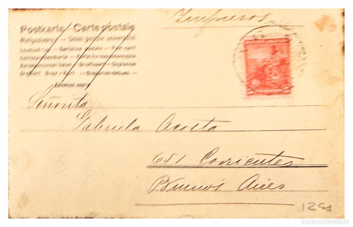 Briefmarken: CMI) 1936. MEXICO. POSTCARD. WRITTEN BACK SIDE WITH RED PREPRINTED STAMP XF