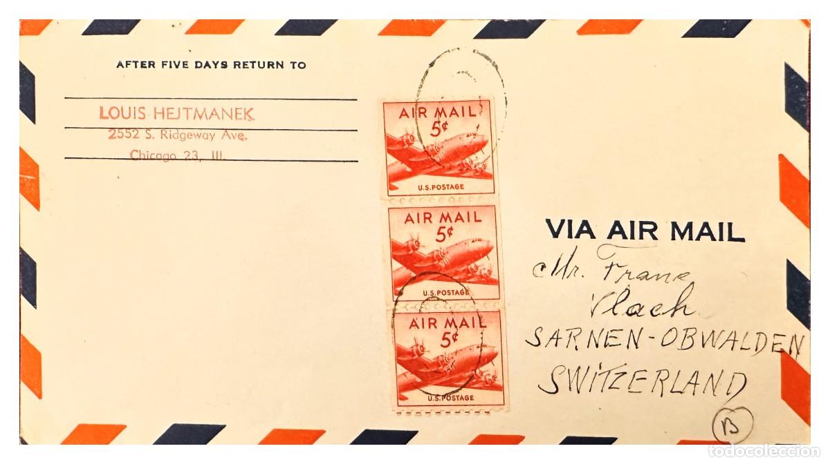 Briefmarken: CMI) 1950. USA. IN FLIGHT TRANSPORT AIRPLANES SERIES TO SWITZERLAND XF