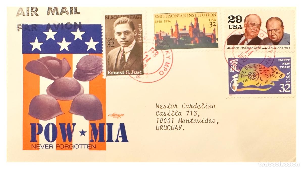 Sellos: CMI) 1996. USA. ERNEST E JUST HISTORICAL BUILDING AND PRESIDENT TO URUGUAY XF