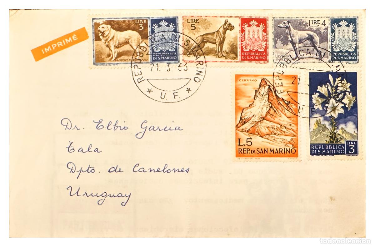 Sellos: CMI) 1965. SAN MARINO. BREED DOGS FAUNA AND MOUNTAIN LANDSCAPE TO URUGUAY XF