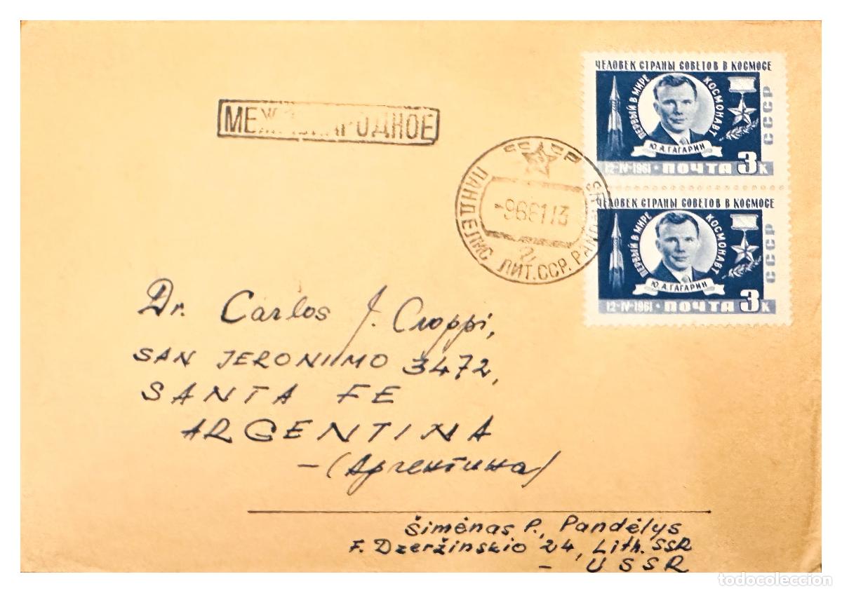 Sellos: CMI) 1961. USSR. YURI GAGARIN PORTRAIT REPETITION IN BLUE TO ARGENTINA XF
