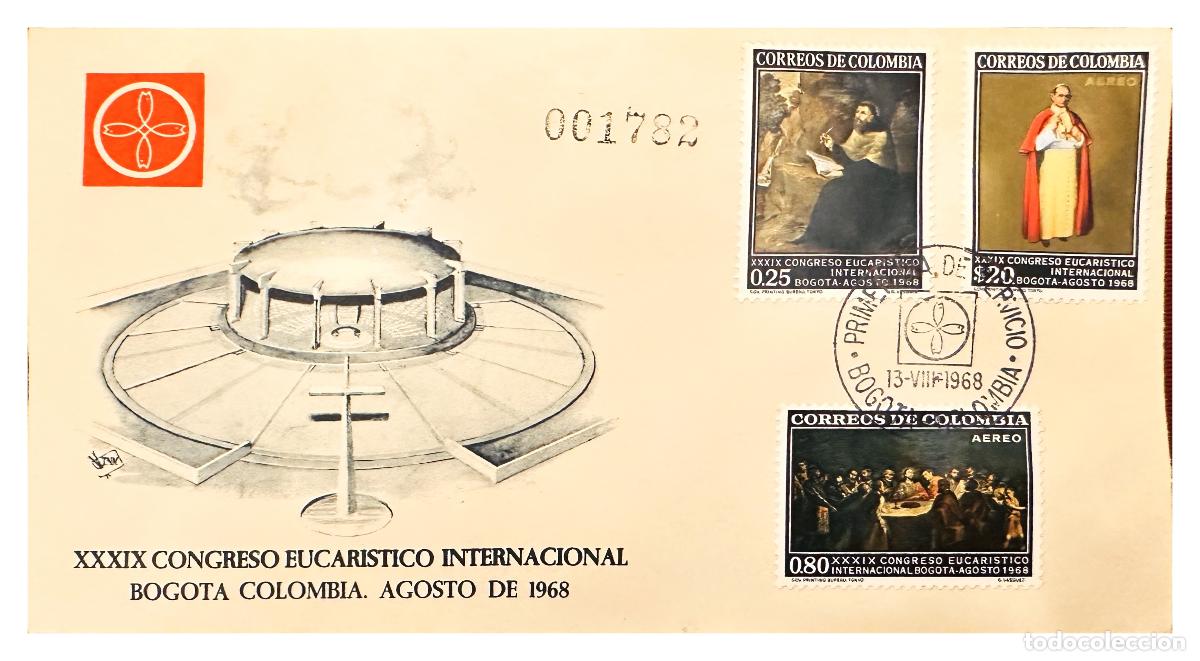 Sellos: CMI) 1968. COLOMBIA. FDC. THE LAST SUPPER SCENE AND PRIEST TO COLOMBIA XF