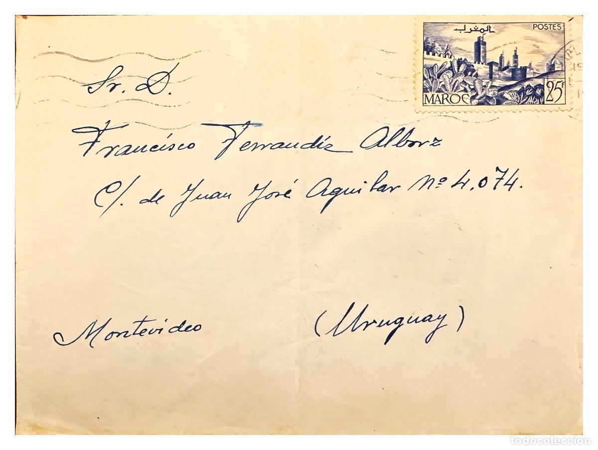 Sellos: CMI) 1950. MOROCCO. CITY LANDSCAPE AND FORTRESS SCENE. SHIPPED TO URUGUAY. XF