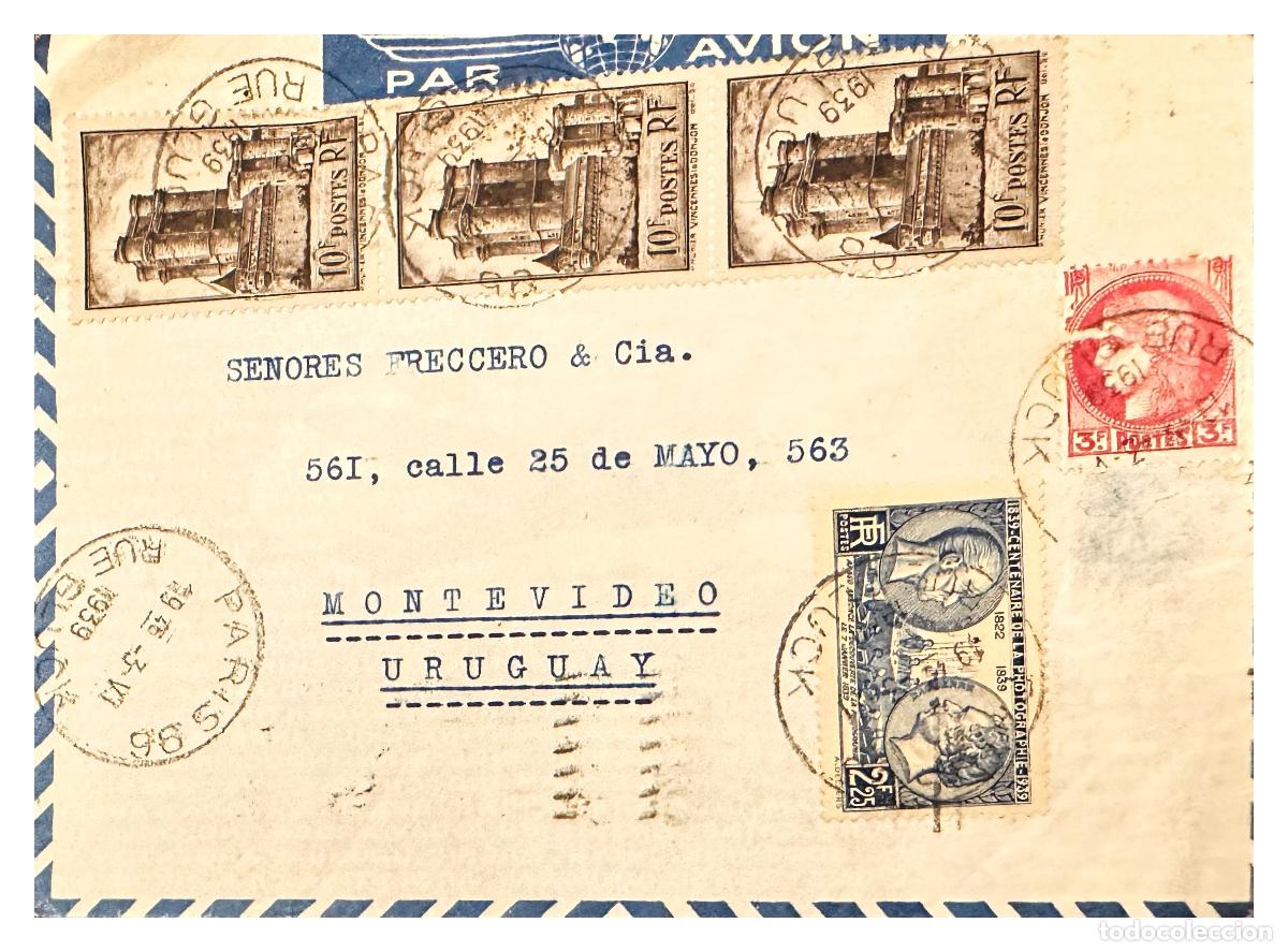 Sellos: CMI) 1939. FRANCE. VINCENNES DONJON REPETITION AND PORTRAITS TO URUGUAY XF