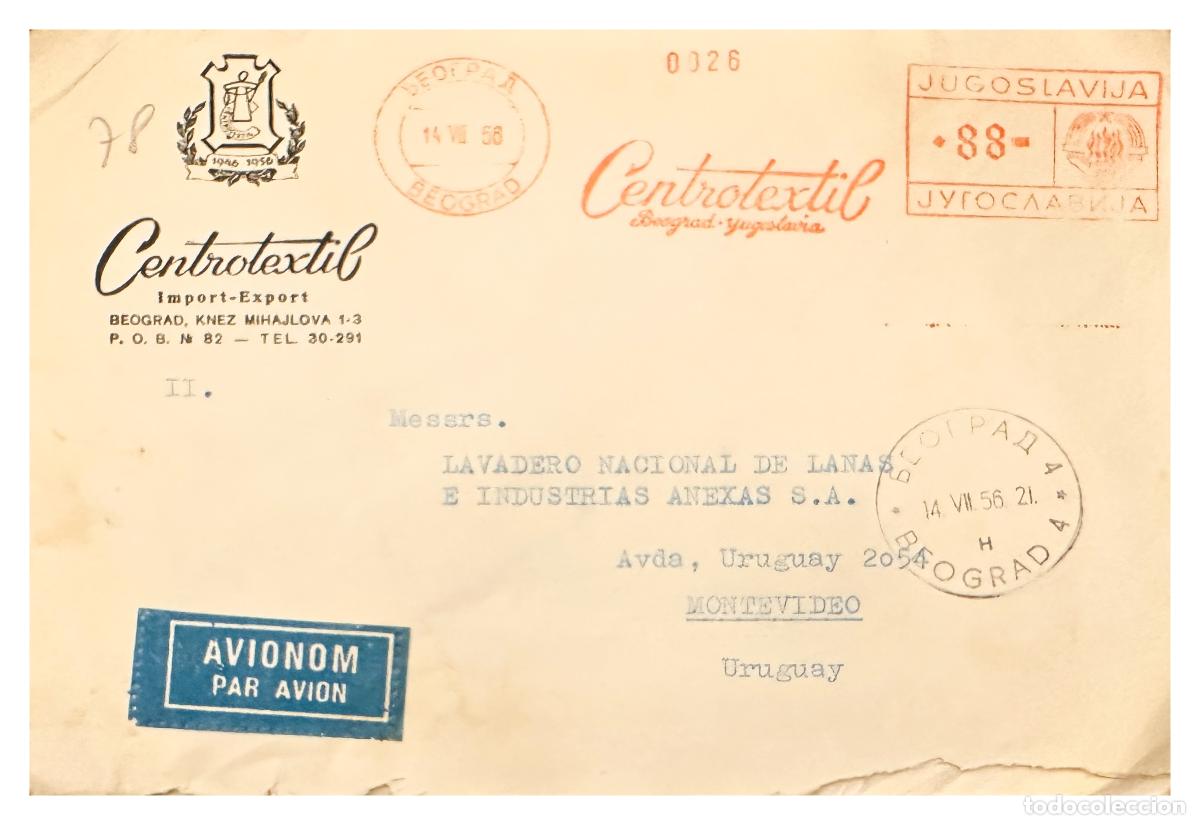 Sellos: CMI) 1958. YUGOSLAVIA. METER STAMP WITH ANNIVERSARY FLAME TO URUGUAY XF