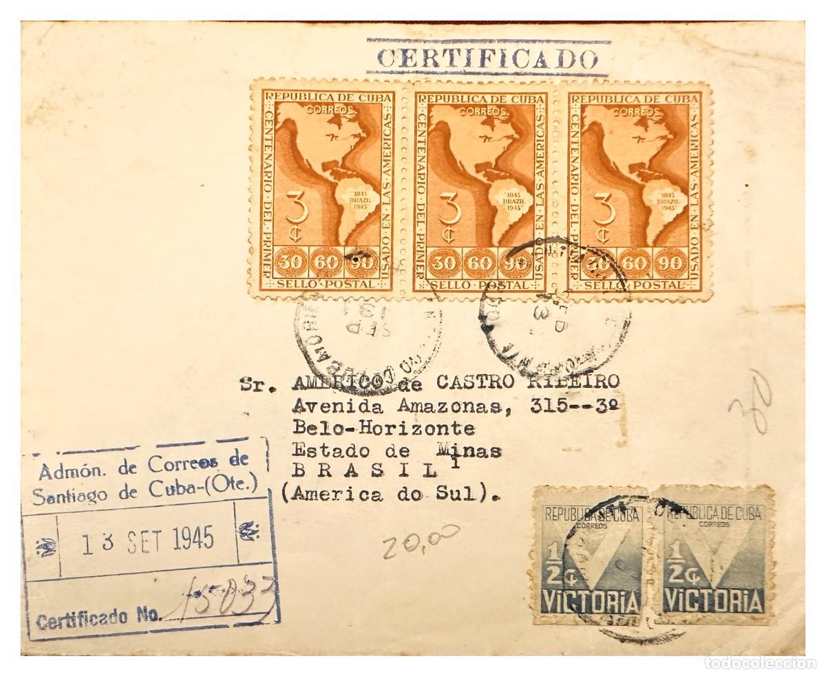 Stamps: CMI) 1945. CUBA. AMERICAN CONTINENT MAP REPETITION SHIPPED TO BRAZIL. XF