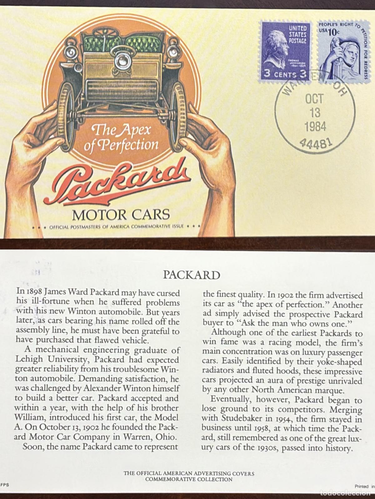 Francobolli: CMI) 1984 USA JEFFERSON AND RIGHT TO PETITION PACKARD CARS FDC FYV XF