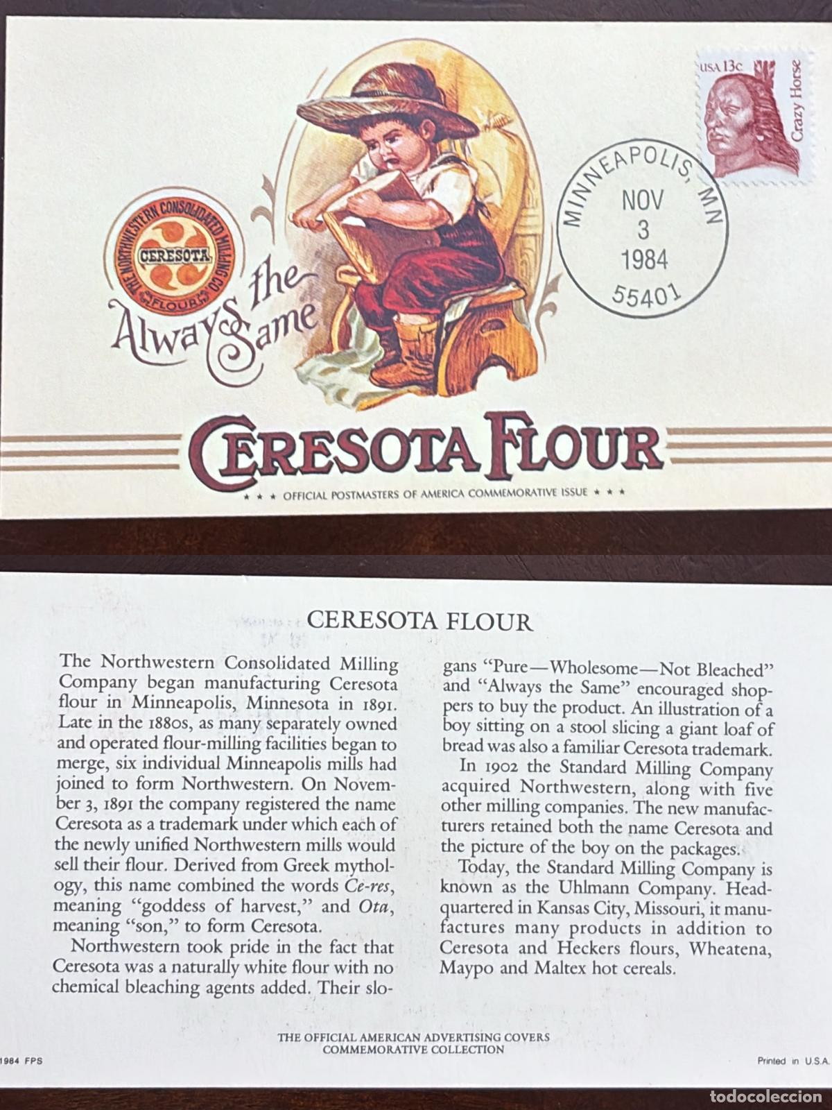 Francobolli: CMI) 1984 USA CRAZY HORSE CERESOTA FLOUR FDC FYV XF