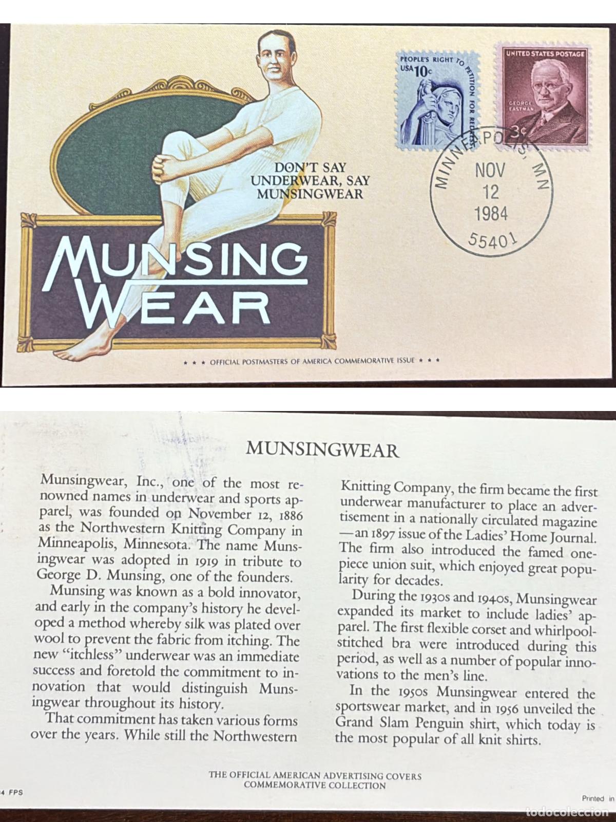 Francobolli: CMI) 1984 USA EASTMAN AND RIGHT TO PETITION MUNSINGWEAR FDC FYV XF