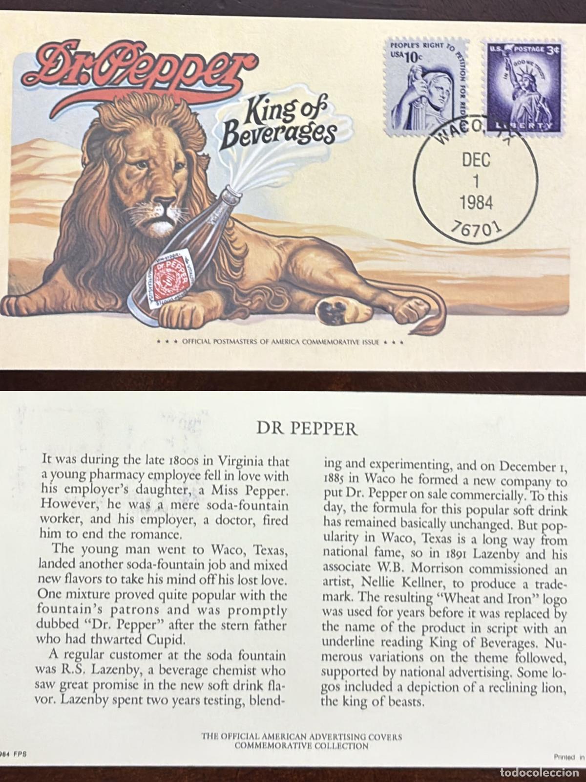 Francobolli: CMI) 1984 USA LIBERTY AND RIGHT TO PETITION DR PEPPER FDC FYV XF