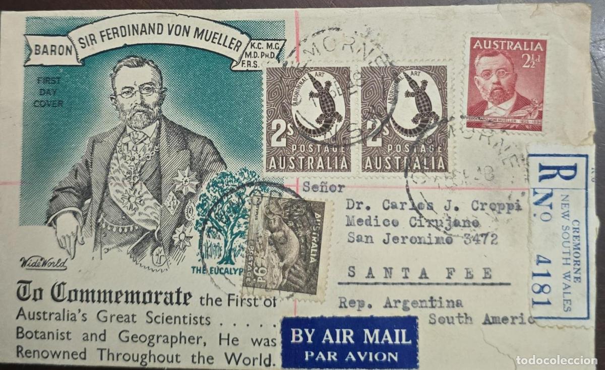 Francobolli: CMI) 1947 AUSTRALIA MUELLER PORTRAIT LIZARD SHIPPED TO ARGENTINA FDC XF