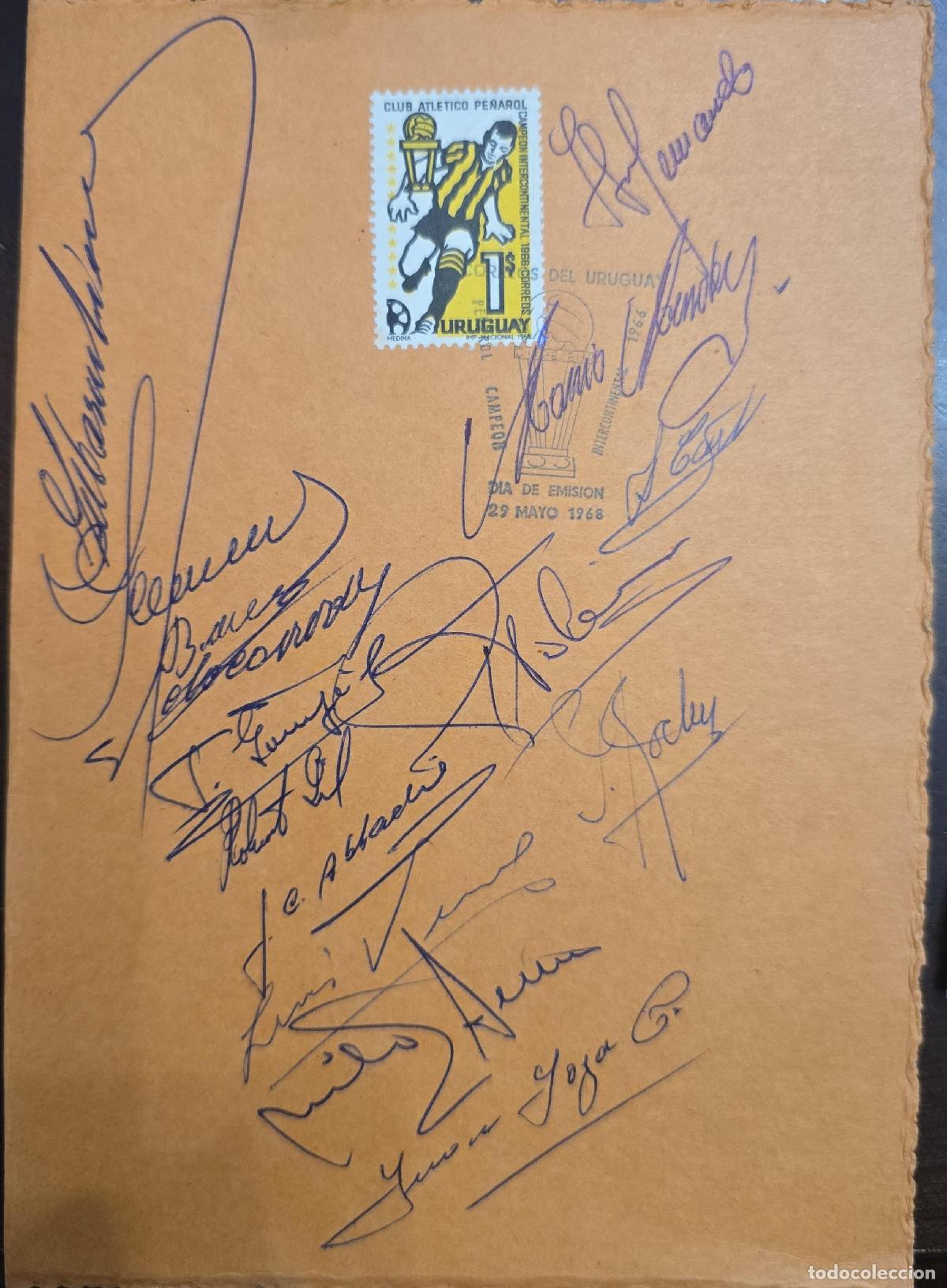 Francobolli: CMI) 1968 URUGUAY CLUB ATL&Eacute;TICO PE&Ntilde;AROL PLAYERS SIGNATURES FDC XF