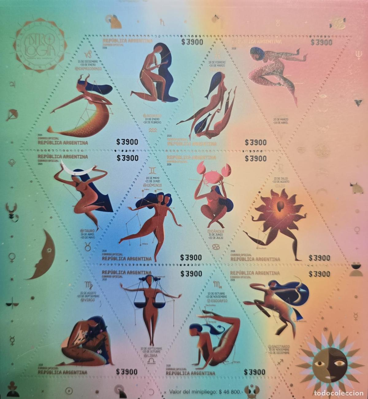 Francobolli: CMI) 2026 ARGENTINA HUMAN FIGURES OF ZODIAC ASTROLOGY XF