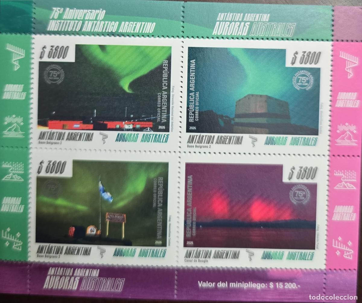 Francobolli: CMI) 2026 ARGENTINA SOUTHERN LIGHTS AND BELGRANO BASE ANTARCTICA XF