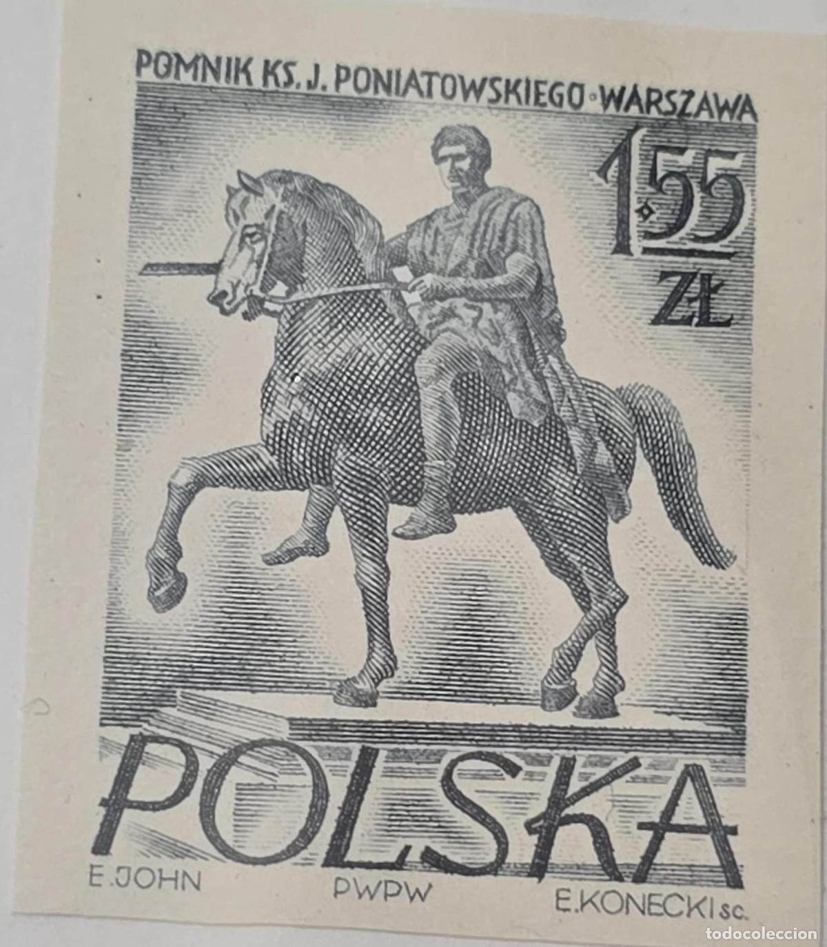 Francobolli: CMI) 1953 POLAND JOZEF PONIATOWSKI MONUMENT WARSAW XF