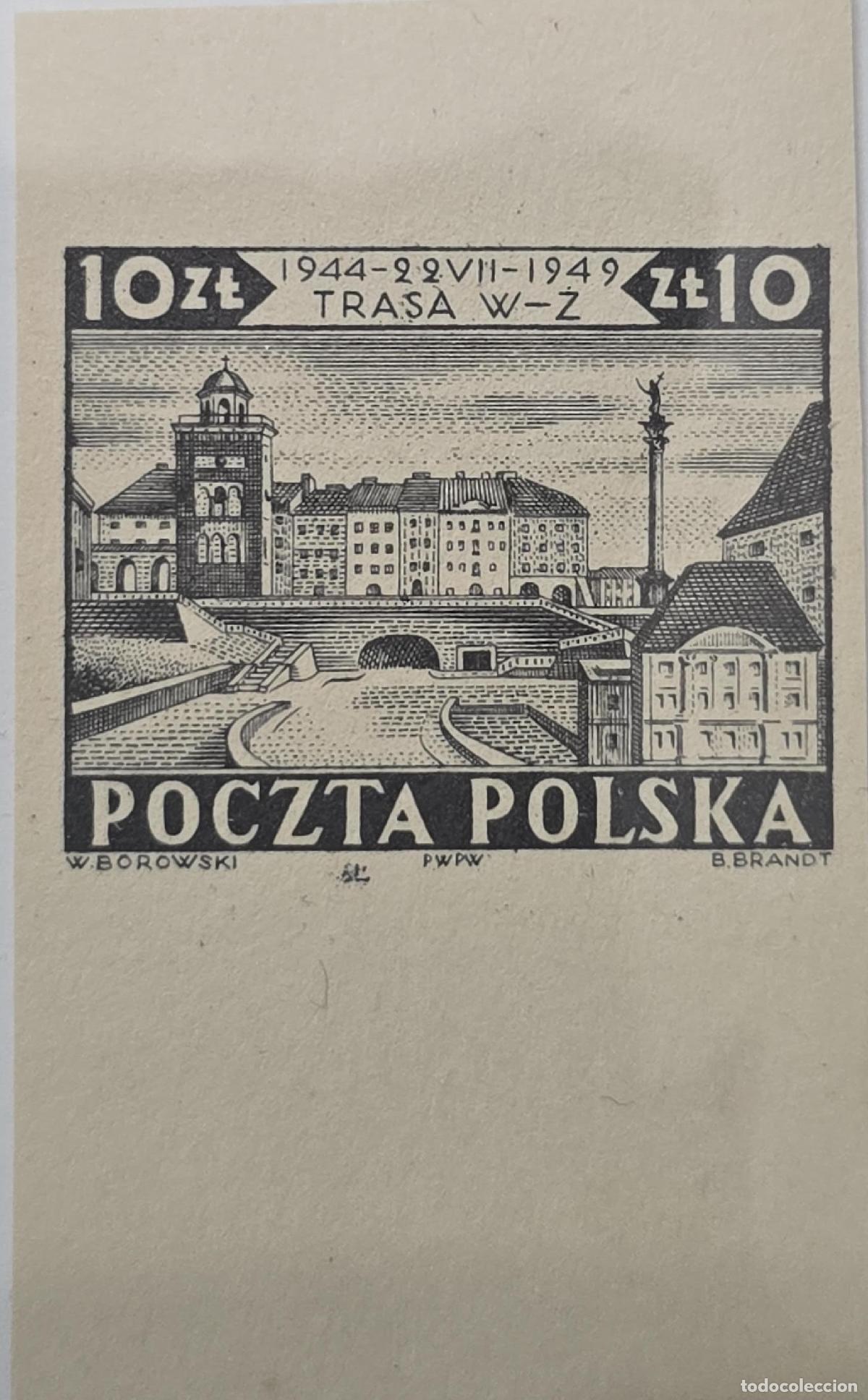 Francobolli: CMI) 1949 POLAND W-Z ROUTE WARSAW CITY VIEW XF