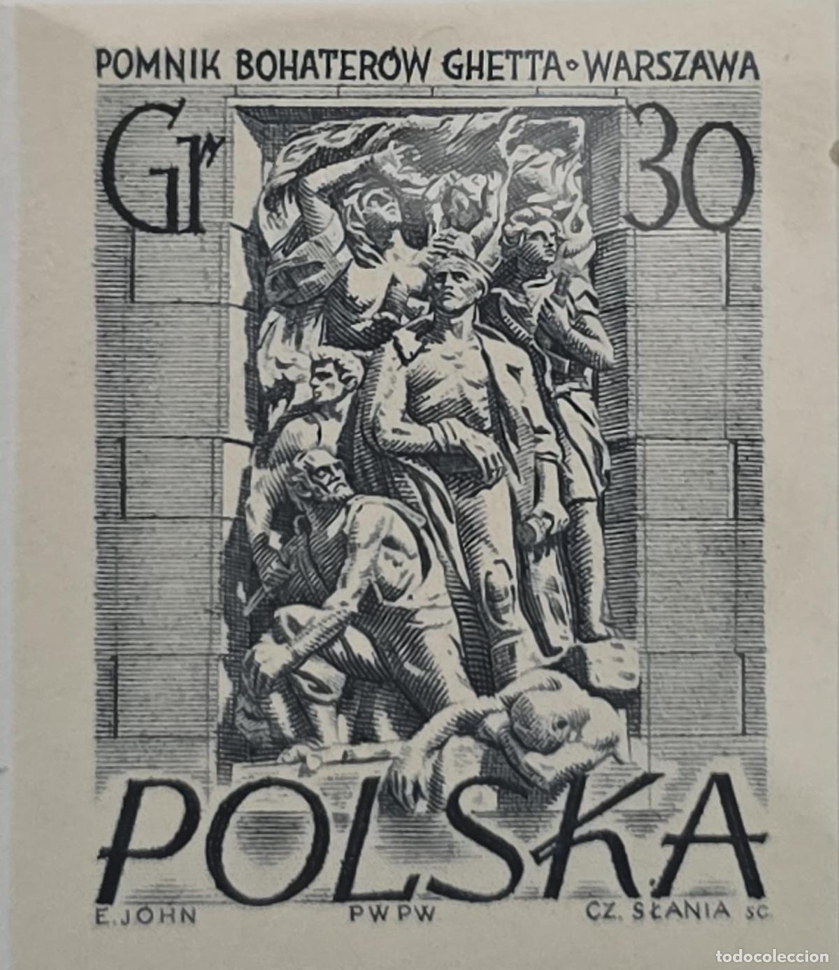Francobolli: CMI) 1953 POLAND HEROES OF THE WARSAW GHETTO MONUMENT VIEW XF