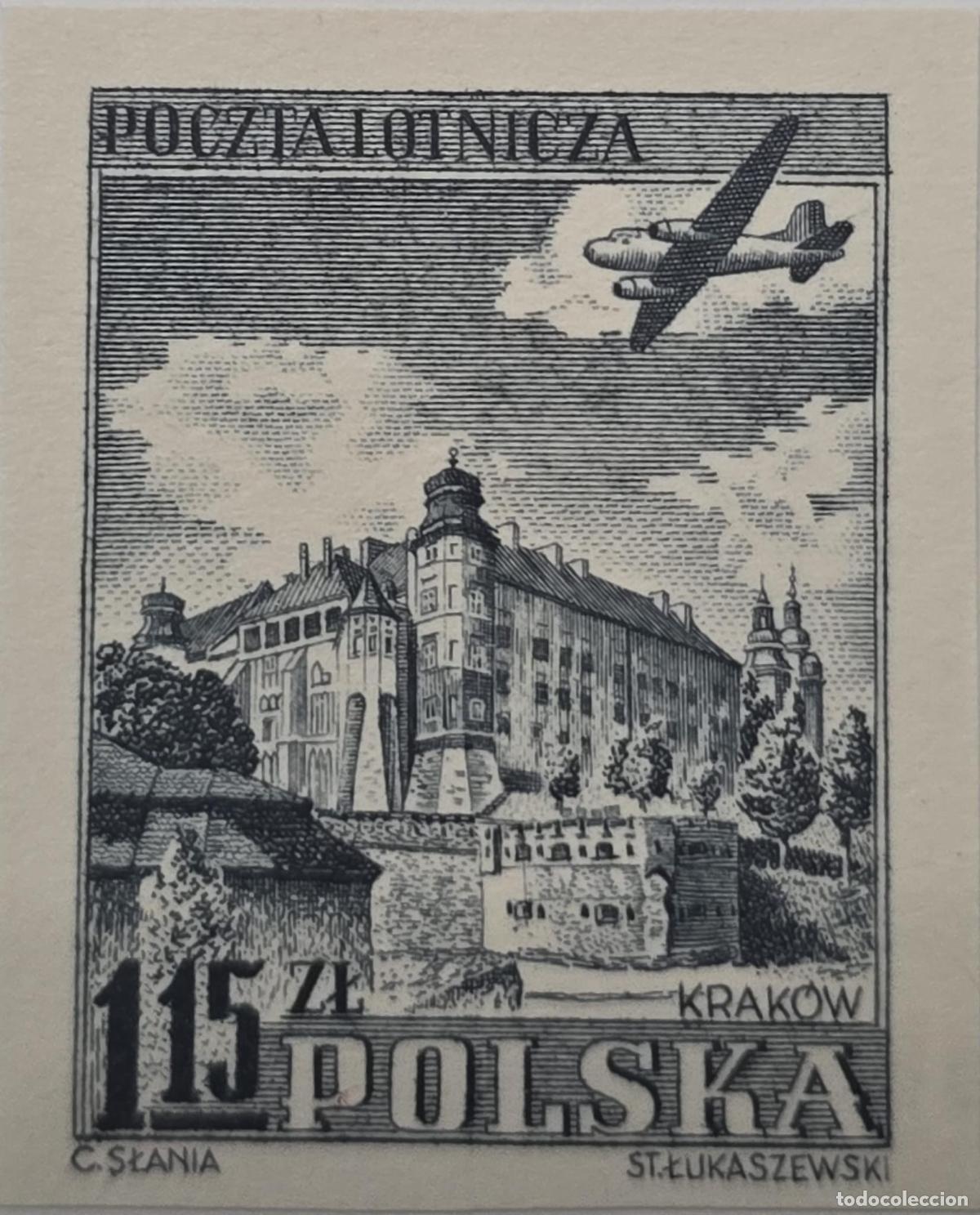 Francobolli: CMI) 1954 POLAND AIRCRAFT OVER KRAKOW CASTLE XF