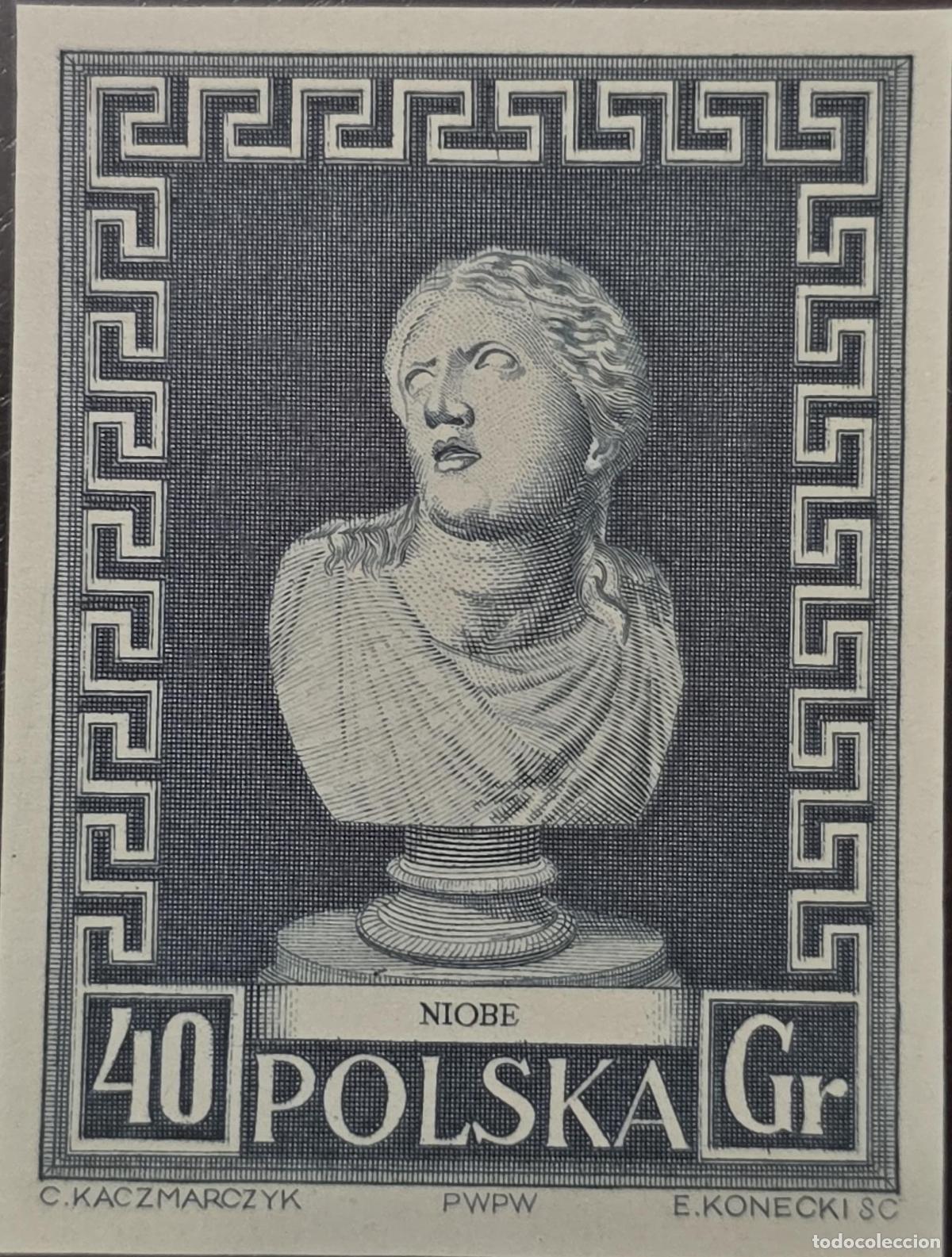 Francobolli: CMI) 1955 POLAND BUST OF NIOBE SCULPTURE XF