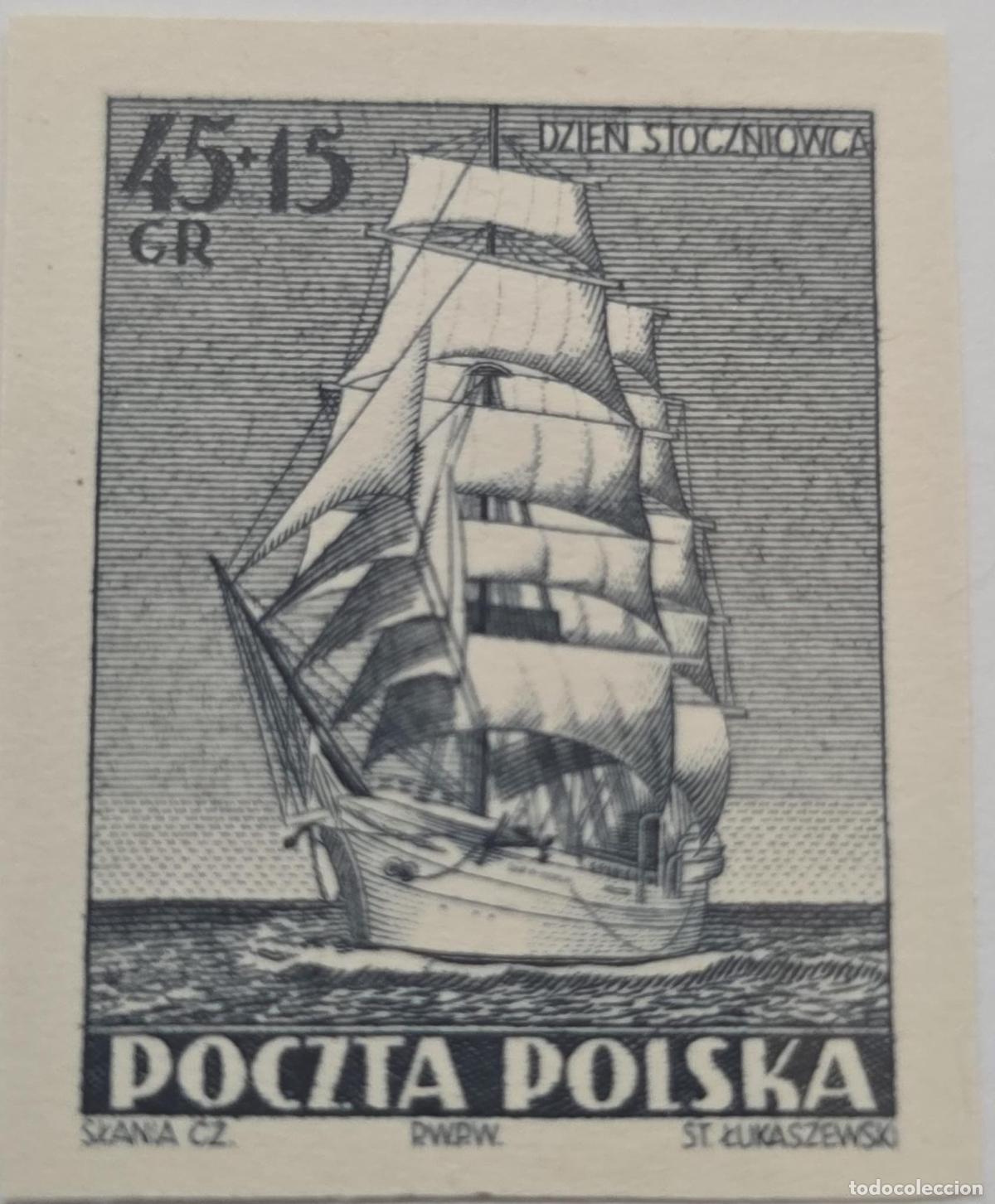 Francobolli: CMI) 1953 POLAND SAILING VESSEL VIEW DZIEN STOCZNIOWCA XF