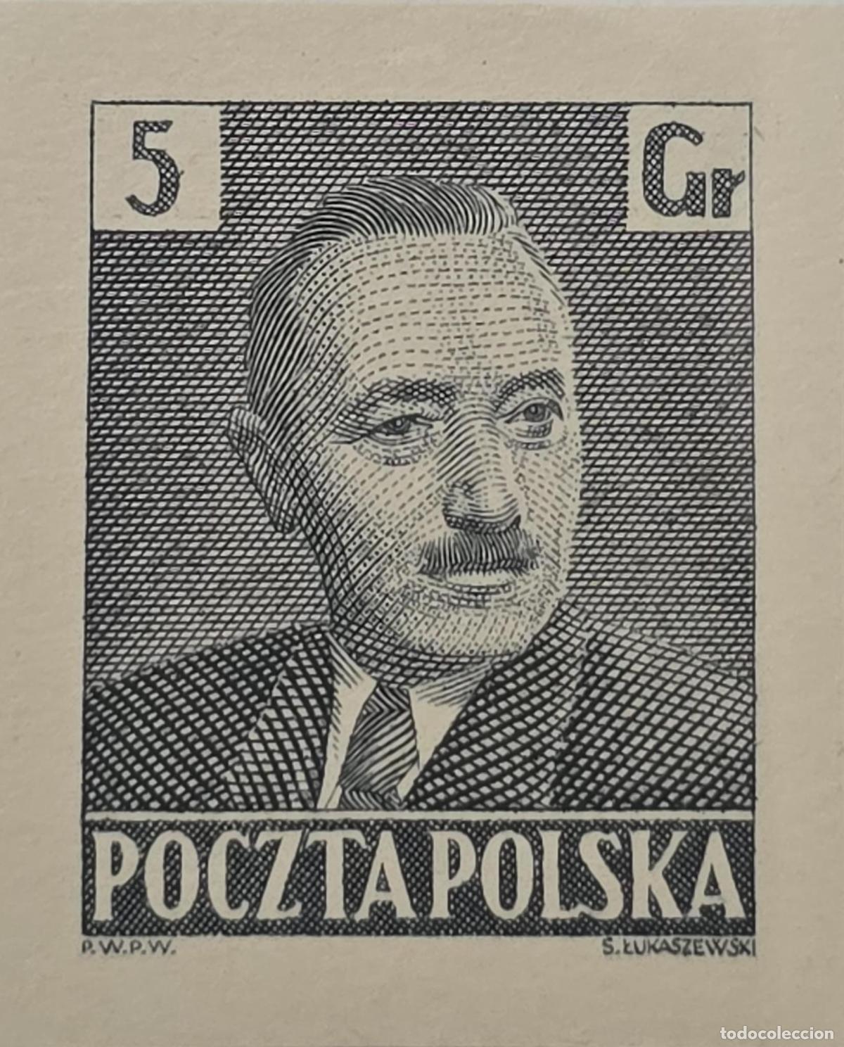 Sellos: CMI) 1954 POLAND MALE PORTRAIT IN GRID LINES DESIGN XF