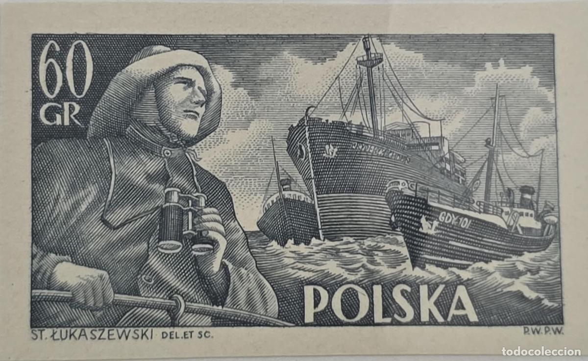 Sellos: CMI) 1953 POLAND SAILOR WITH BINOCULARS AND CARGO SHIPS XF