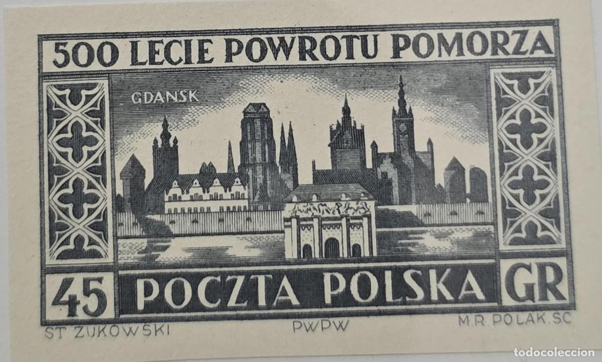 Sellos: CMI) 1954 POLAND GDANSK CITY VIEW 500 LECIE POWROTU POMORZA XF