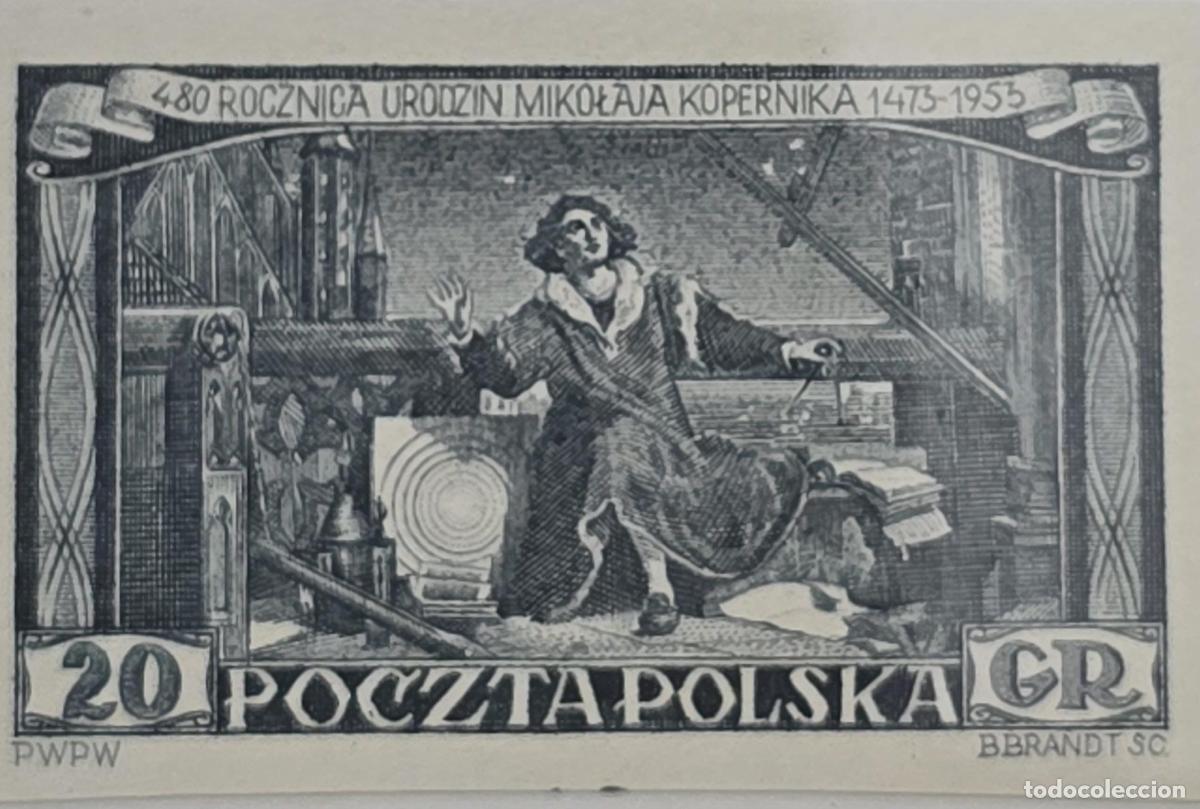 Sellos: CMI) 1953 POLAND NICOLAUS COPERNICUS OBSERVING SOLAR SYSTEM XF