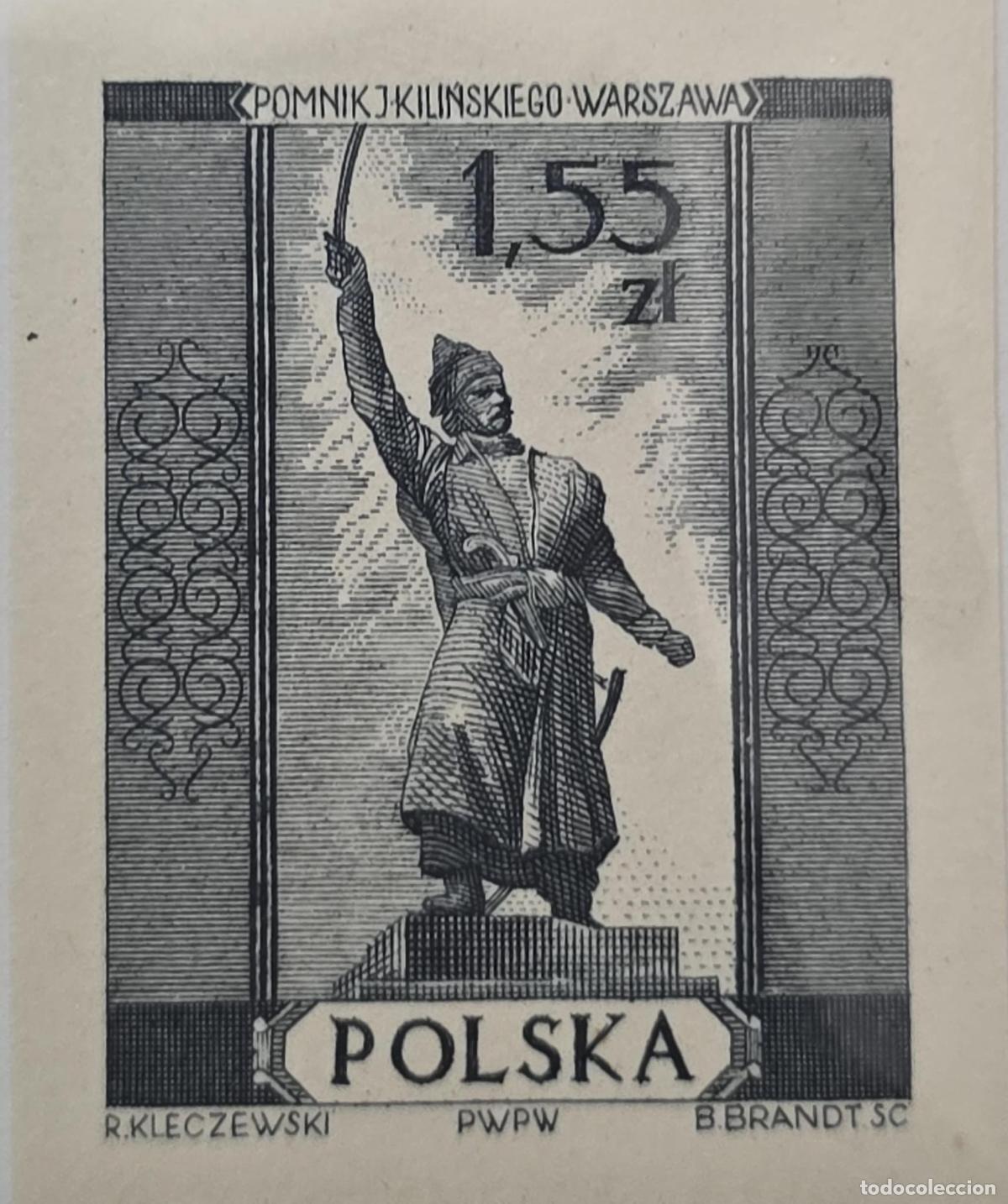 Sellos: CMI) 1944 POLAND STATUE OF JAN KILINSKI WARSZAWA TEXT XF