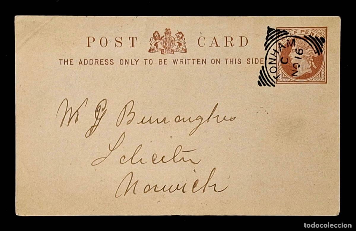 Sellos: 1891, entero postal de Reino Unido, matasellos Tonham