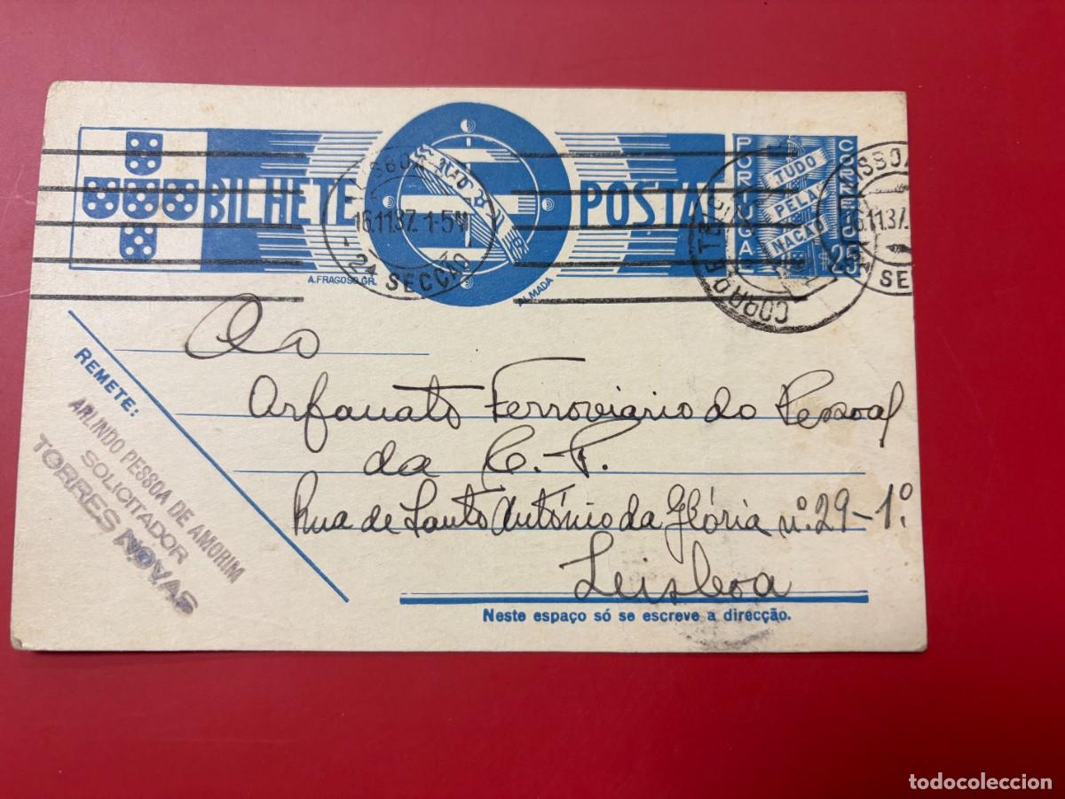 Sellos: ENTERO POSTAL - PORTUGAL - BILHETE POSTAL 25 AVOS - MACAO - 1937 - CIRCULADO