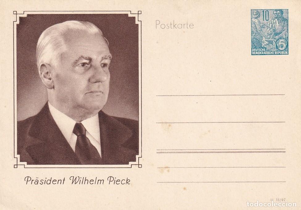 Sellos: Tarjeta entero postal sin circular DDR RDA Rep&uacute;blica Democr&aacute;tica Alemana - Presidente Wilhelm Pieck