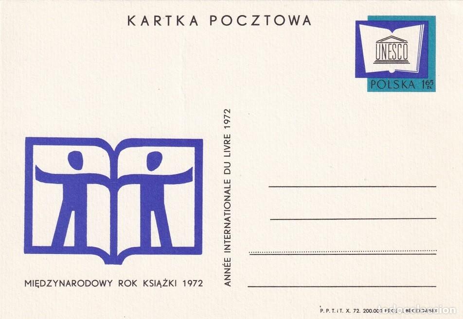 Sellos: Tarjeta entero postal Polonia 1972 - A&ntilde;o Internacional del libro - UNESCO - Polska - Ann&eacute;e Interna..