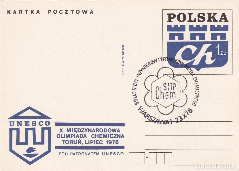 Sellos: Entero postal Polonia 1978 - 10&ordf; edici&oacute;n de la Olimpiada Internacional de Qu&iacute;mica (IChO) - UNESCO