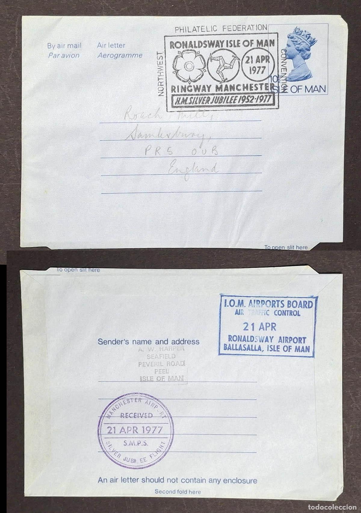 Sellos: 1977 Isal de Man - Aerograma