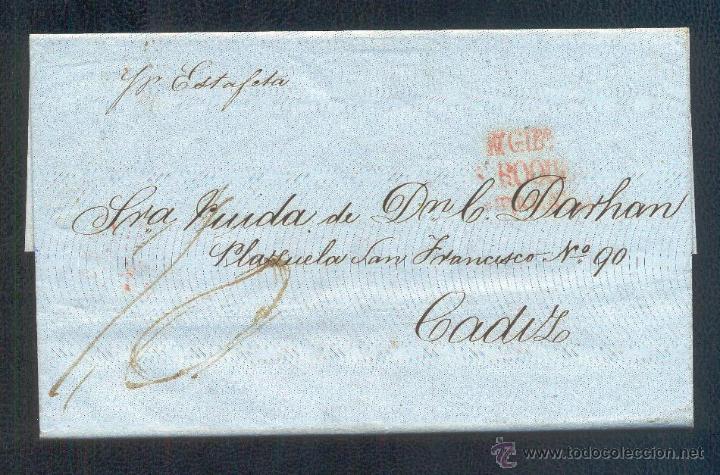 Sellos: 1854.- GIBRALTAR A C&Aacute;DIZ - Foto 1