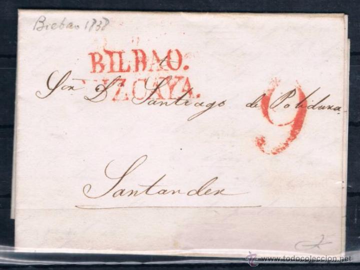 Sellos: 1838.- BILBAO A SANTANDER - Foto 1