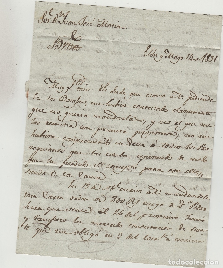 murcia-elche / barcelona año 1831 -- carta p - Comprar ...
