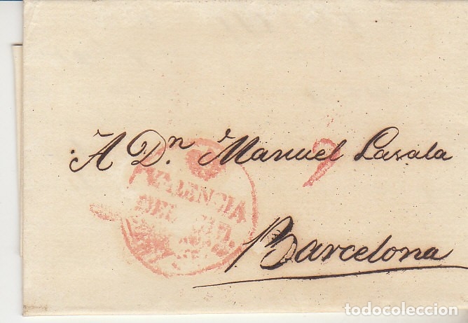 Sellos: VALENCIA a BARCELONA. 1828 - Foto 1