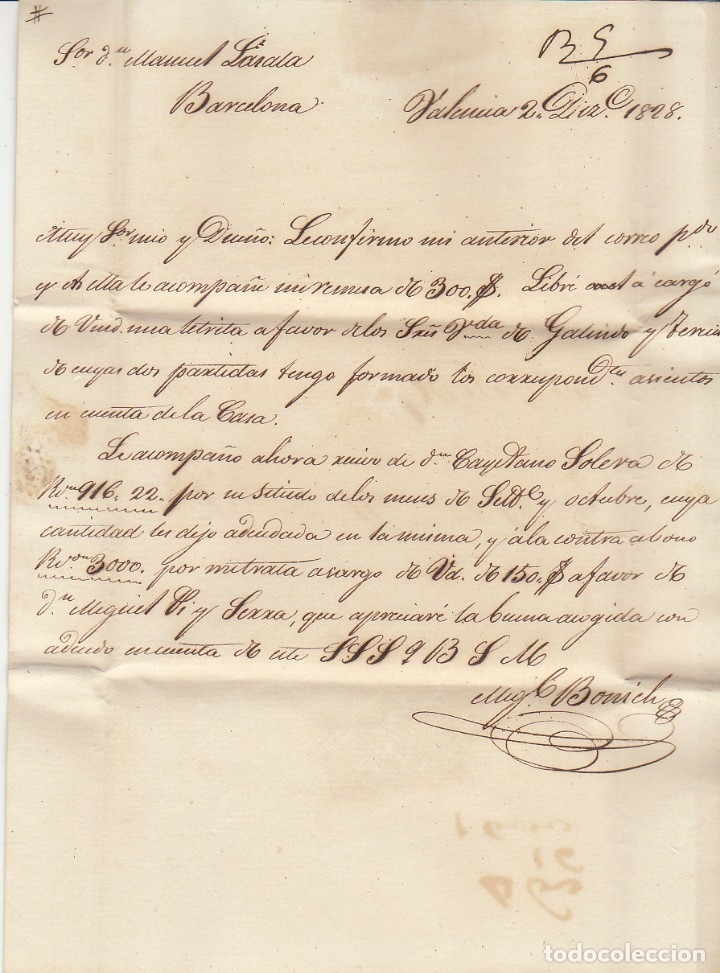 Sellos: VALENCIA a BARCELONA. 1828 - Foto 2