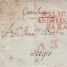 Francobolli: PREFILATELIA CARTA DE MÁLAGA MARCA NUM. 12 A SITGES - 1831 -. Lote 268032659