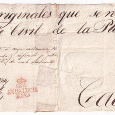Sellos: PREFILATELIA. BONITO FRENTE DE PLICA. SEVILLA. AL JUEZ DE CÁDIZ. 1835