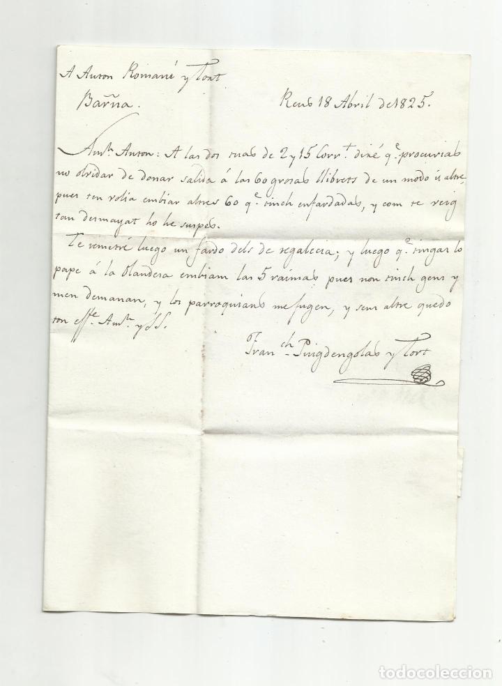 Sellos: circulada y escrita te enviaré un fardo de regalicia 1825 de reus tarragona a barcelona - Foto 2 - 303078423